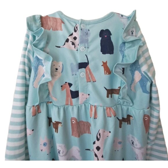 Little Millie 3 Multicolor Dog Print Long Sleeve Romper Back and Crotch Snaps - Picture 6 of 8